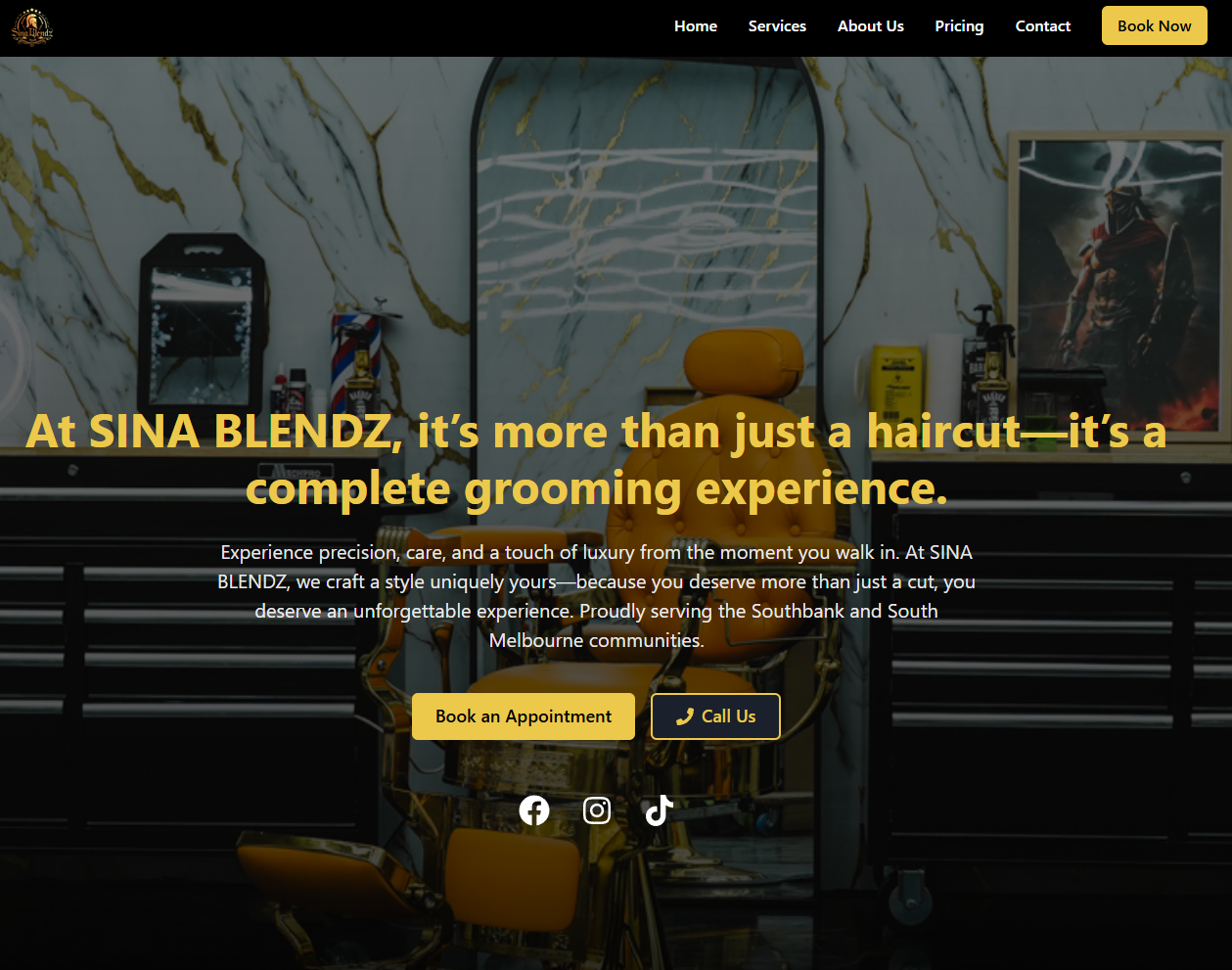 Modern barbershop website